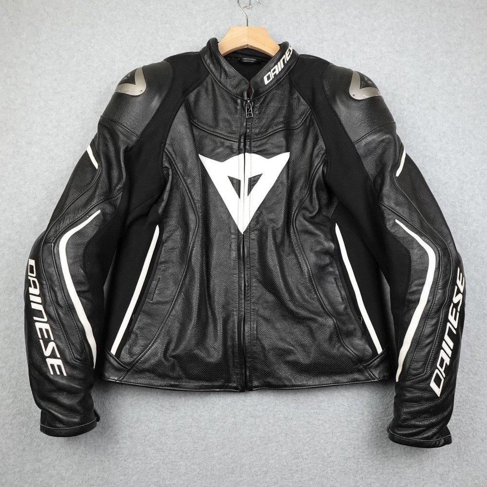 Dainese Assen Motorcycle Leather Jacket Mens 50 Medium Black Motorbike Riding